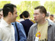 On the right, Kurt von Finck (from Ubuntu/Canonical) - one of the most passionate FLOSS keynotes speakers, trying to convince Alexandru Muscalu from Microsoft Romania about the benefits of Open Source and Free Software ;)